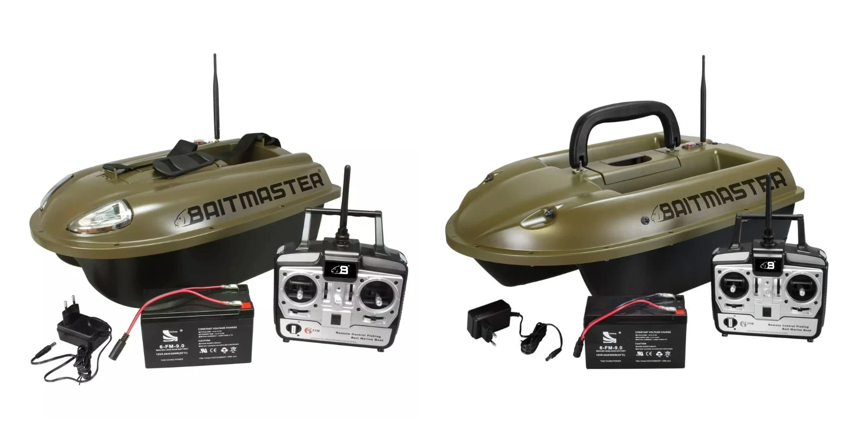 baitmaster v1 v2 vergelijking de karpervisser Betaalbare voerboten voor het karpervissen: welke past bij jou? (2026) Baitmaster V1 en Baitmaster V2 voerboot naast elkaar